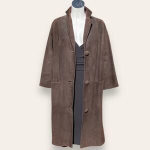 VTG Slouchy Brown Suede Overcoat | Nylon Lining | M | Minimalist Outerwear